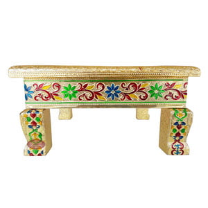 Peacock Designed Wooden Handmade Rajwadi Chowki (10"X10"X5")-G.M.